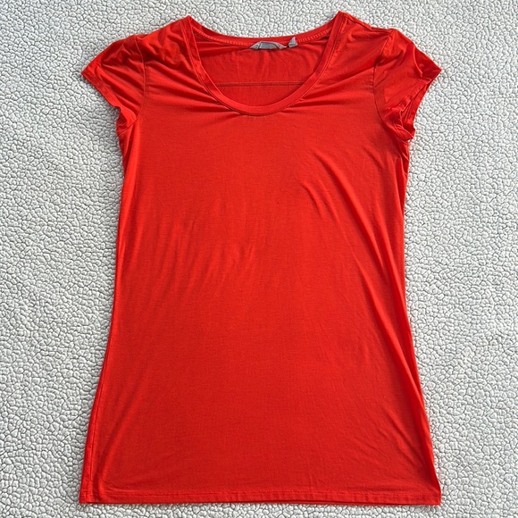 Athleta Tops - Athleta Long Scoop Neck Crew Neck Tee T-Shirt, orange, coral, Size large